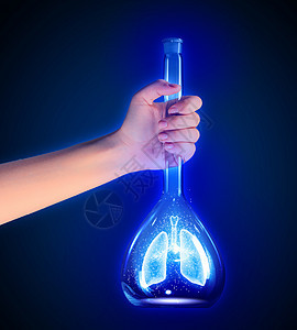 试管中的人类肺外科液体蓝色移植咳嗽攻击药品化学化学品器皿图片
