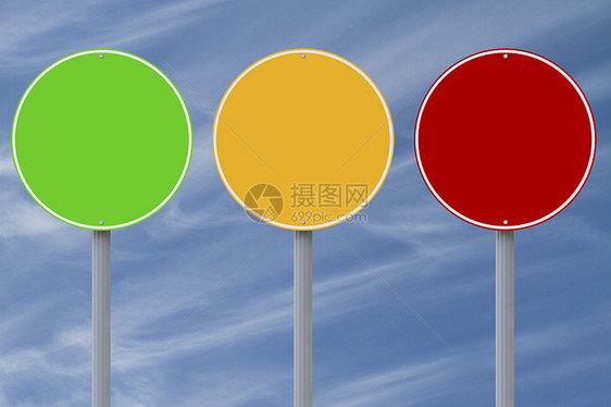空白路标信息交通绿色黄色空间警告天空红色蓝色标志图片