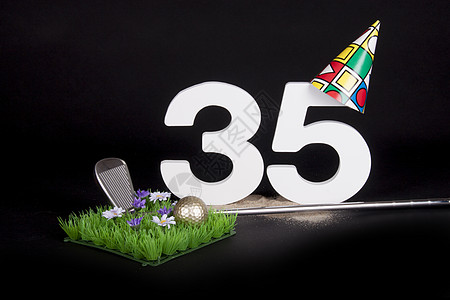 生日高尔夫纪念日幸福俱乐部运动派对卡片白色庆典绿色周年图片