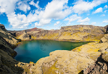 维蒂圆形红色天空绿色地质学火山蓝晶地标地热风景图片