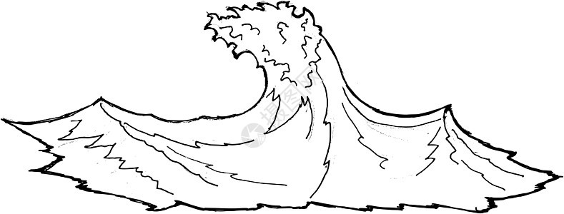 海浪手绘草图卡通片海洋力量插图背景图片
