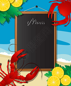 海海食物菜单海浪柠檬标签小酒馆海鲜海洋横幅餐厅厨房午餐图片