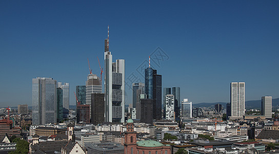 美因法兰克福 德文城市摩天大楼天际全景背景图片