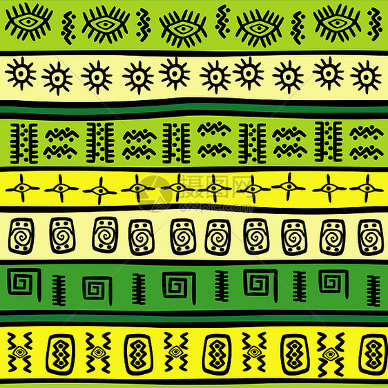 绿色和黄色部落装饰物的背景背景图片