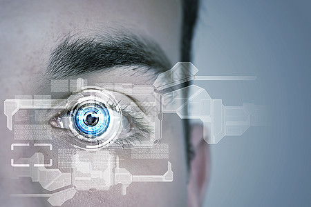 眼的识别激光密码编码机密蓝色数据代码技术电路商业图片