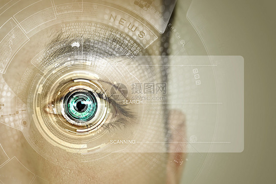 眼的识别身份电路密码安全控制扫描编码代码激光商业图片