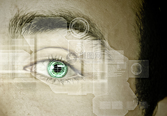 眼的识别蓝色电路代码商业机密技术控制密码鉴别数据图片