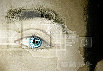眼的识别密码电路扫描控制鸢尾花身份数据代码技术传感器图片