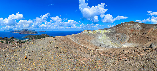 西西西里 火山坑和利帕里群岛的全景图片