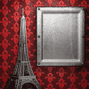 红底金属边界风格框架艺术装饰装饰品反射插图抛光背景图片