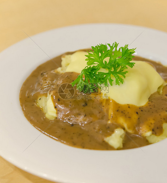 土豆泥加肉汁土豆食物白色蔬菜盘子美食奶油状图片