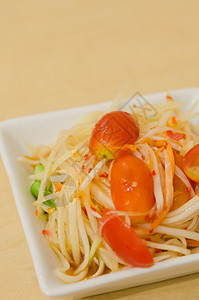 辣辣食品食物美食盘子香料沙拉蔬菜绿色营养木瓜白色图片