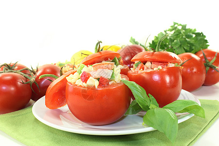 填塞西红番茄火腿服务沙拉柠檬派对自助餐意面餐饮小吃宴会图片