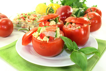 填塞西红番茄蔬菜火腿自助餐服务宴会熏肉沙拉餐饮意面小吃图片