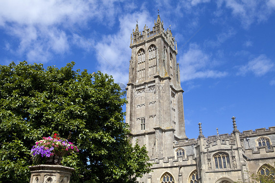 格拉斯顿伯里圣约翰教堂地标旅行教会国家观光英语建筑宗教尖塔花朵图片