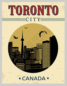 加拿大海报中的多伦多建筑物背景图片