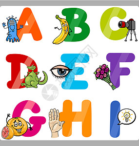 儿童用卡通字母字母教育乐趣孩子们公司游戏拼写插图学习语言漫画字体图片