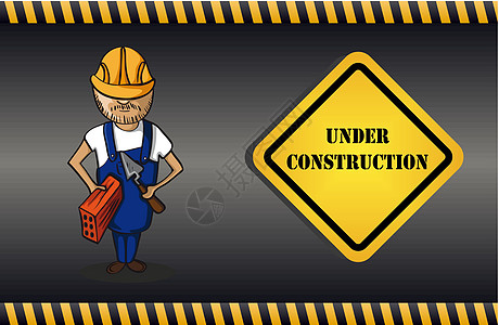 建筑人卡通 正在施工中插图标志建设危险警告工人安全工作手工男性图片