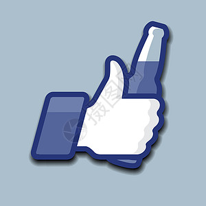 使用啤酒瓶的标志性图标Name啤酒互联网标签蓝色派对社会拇指朋友瓶子按钮图片