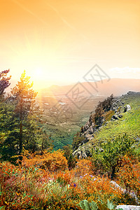 秋天的德默吉山地质学石头松树岩石旅游环境闲暇天空场景荒野图片