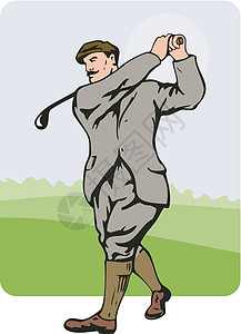 巴萨俱乐部高尔夫球摇摆球手艺术品插图俱乐部插画