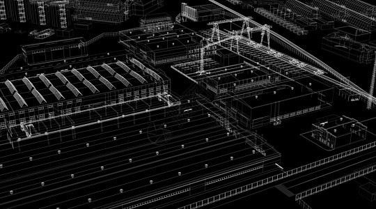 工业抽象建筑学结构街道项目城市工厂火车插图建造草图技术作坊图片