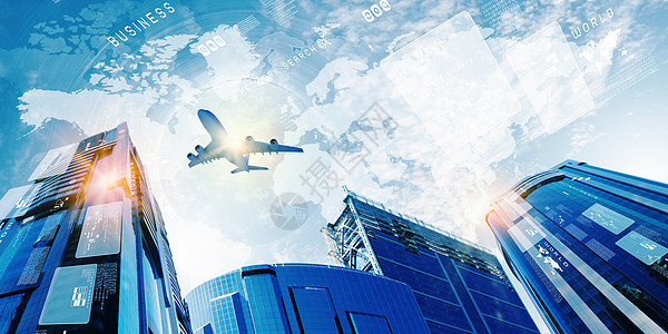 天空中的平地建筑高楼蓝色街道建筑学运输飞机办公室公司地标图片
