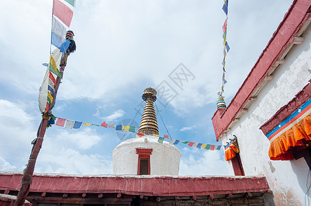 印度拉达赫Thiksey修道院寺庙文化佛塔经幡旅行游客图片