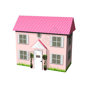 梦想之家住宅玩具插图建筑孩子们房子白色粉色娃娃家庭图片