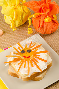 三明治鸡蛋童年阳光蔬菜美食水平太阳儿童创造力装饰服务图片