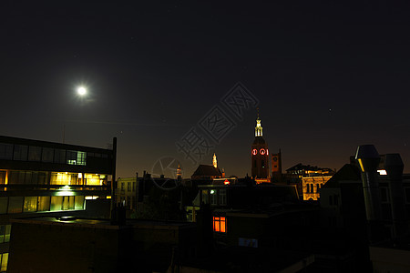 海牙夜间教会城市景观天空房子历史图片