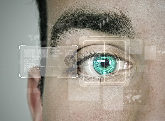 眼的识别身份蓝色控制电路传感器数据安全编码机密密码图片