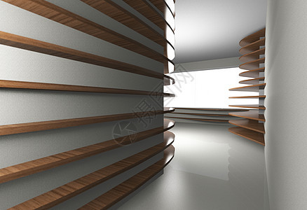 带有曲线木架的内装摘要插图推介会木头材料窗户架子框架艺术画廊房间图片