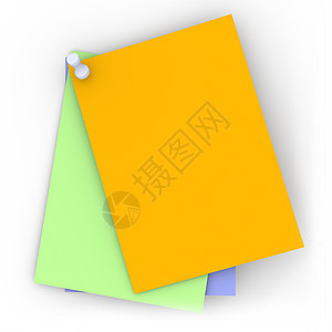 彩色皮条笔记广告黄色办公室备忘录商业绿色组织木板记事本白色图片