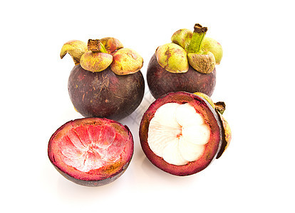 白色背景的孤立芒果紫色果汁藤黄水果营养食物绿色季节性热带图片