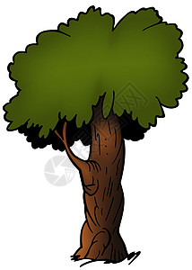 枯树树幽默植物手绘绿色插图图纸树干漫画棕色区系图片