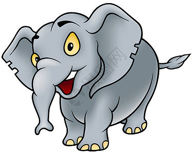 大象树干手绘漫画厚皮快乐哺乳动物绘画卡通片插图动画片背景图片
