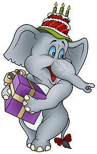 大象和礼品图片