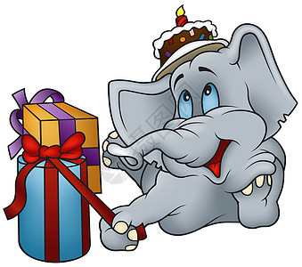铺设大象和礼品图片