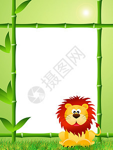 狮子漫画老虎河马棕榈招牌哺乳动物斑马风景入口绿色卡通片图片