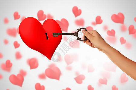 心脏关键键情人金属锁孔雕刻古董红色安全金子婚姻爱慕者图片