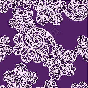 无缝带宽图案紫色装饰插图花朵女士墙纸蕾丝纺织品新娘曲线图片