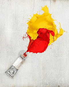 油漆管想像力红色染料艺术调色眼泪蛋彩绘画工作白色图片