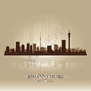 约翰内斯堡南非城市天际环光灯Silhouette旅行海报市中心城市景观海岸建筑学反射天空日落图片