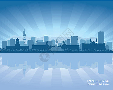 南非比勒陀利亚市天线环形光影建筑学市中心插图建筑蓝色海岸反射天空天际支撑图片
