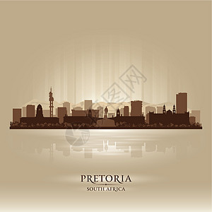 南非比勒陀利亚市天线环形光影反射明信片景观刮刀城市摩天大楼建筑学日落海报插图图片