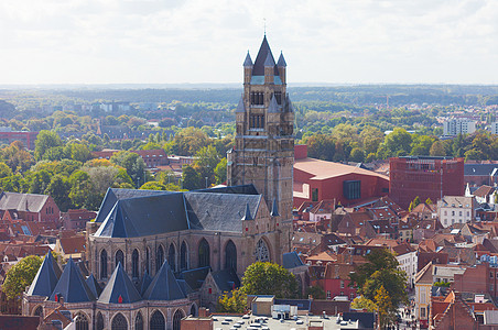 布鲁日和圣索维尔大教堂的顶端视图图片