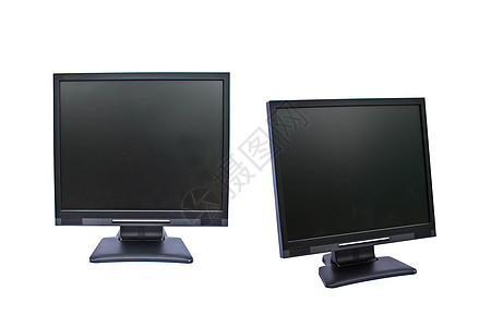 白色背景的计算机监视器小路黑色推介会空白技术展示屏幕办公室电视剪裁图片