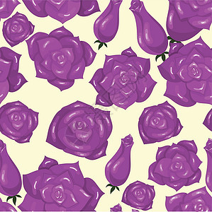 无缝模式绘画玫瑰墙纸植物叶子风格纺织品卷曲紫色艺术品图片