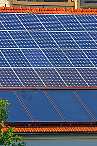 太阳能电池板房子生产加热集电极阳光活力细胞力量生态光伏背景图片